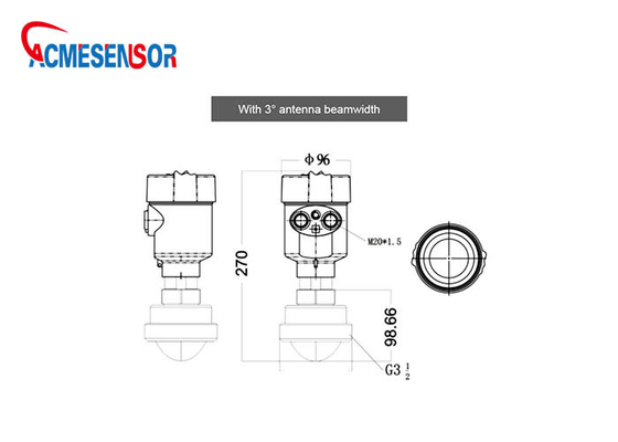 Cement Radar Level Transmitter Sensor 76-81GHz For Liquid Solid
